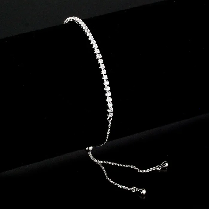 Bracelets Alamode 3W1640 Rhodium Brass Bracelet with AAA Grade CZ in Clear