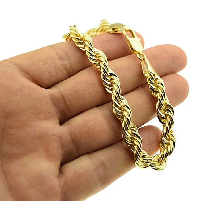 Bracelets Bling Cartel Admin 14K Gold Plated Rope Chain Bracelet 9 x 8MM