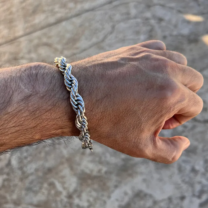 Bracelets Bling Cartel Large Mens Big Rope Chain Hip Hop Bracelet Silver Tone 10MM 10 Inch Bracelets Bling Cartel Large Mens Big Rope Chain Hip Hop Bracelet Silver Tone 10MM 10 Inch