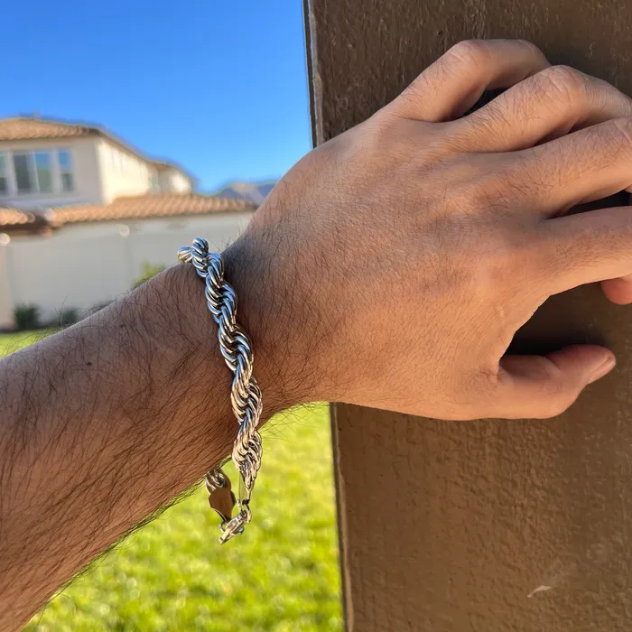 Bracelets Bling Cartel Large Mens Big Rope Chain Hip Hop Bracelet Silver Tone 10MM 10 Inch Bracelets Bling Cartel Large Mens Big Rope Chain Hip Hop Bracelet Silver Tone 10MM 10 Inch