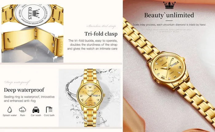 Bracelets Divine Inspiration Styles OLEVS Womens Fine Fashion Premium Quality Luxury Style Stainless Steel Bracelet Watch