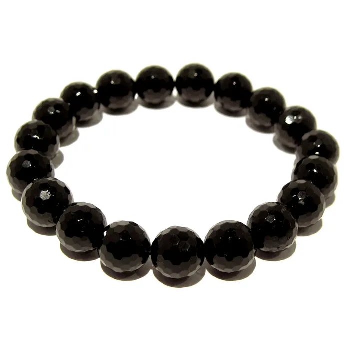 Bracelets Satin Crystals Black Tourmaline Bracelet Elegant Faceted Beads