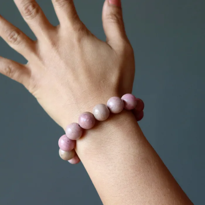 Bracelets Satin Crystals Pink Wood Jasper Bracelet Lasting Love Stone