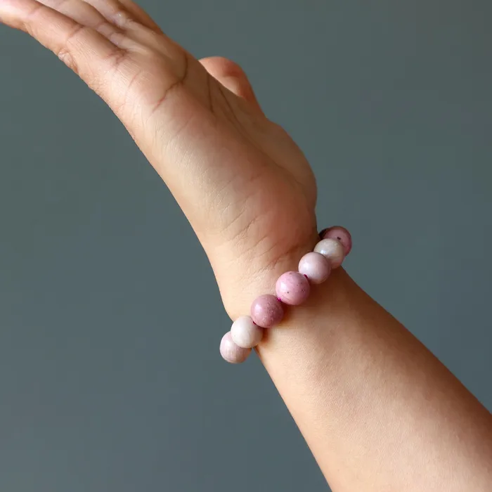 Bracelets Satin Crystals Pink Wood Jasper Bracelet Lasting Love Stone