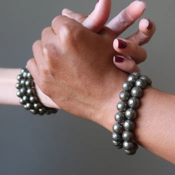 Bracelets Satin Crystals Pyrite Bracelet Gold Rush Abundance Money Stone
