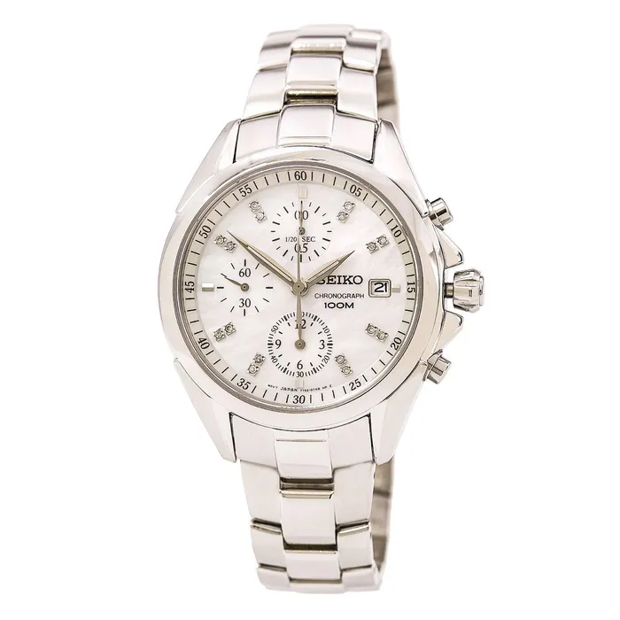 Bracelets Seiko Seiko SNDY31P1 Womens White MOP Dial Steel Bracelet Chronograph Watch