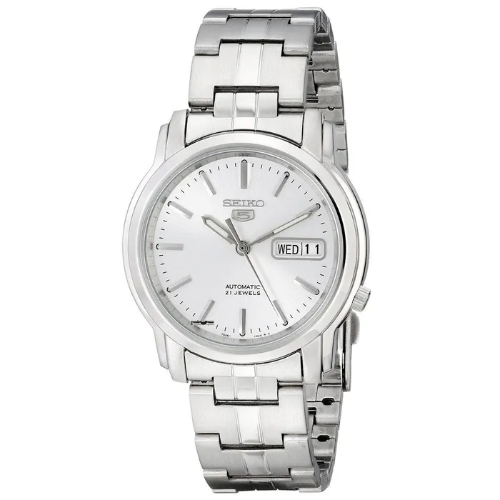 Bracelets Seiko Seiko SNKK65 Mens Seiko 5 Automatic Silver Tone Dial Steel Bracelet Watch Bracelets Seiko Seiko SNKK65 Mens Seiko 5 Automatic Silver Tone Dial Steel Bracelet Watch