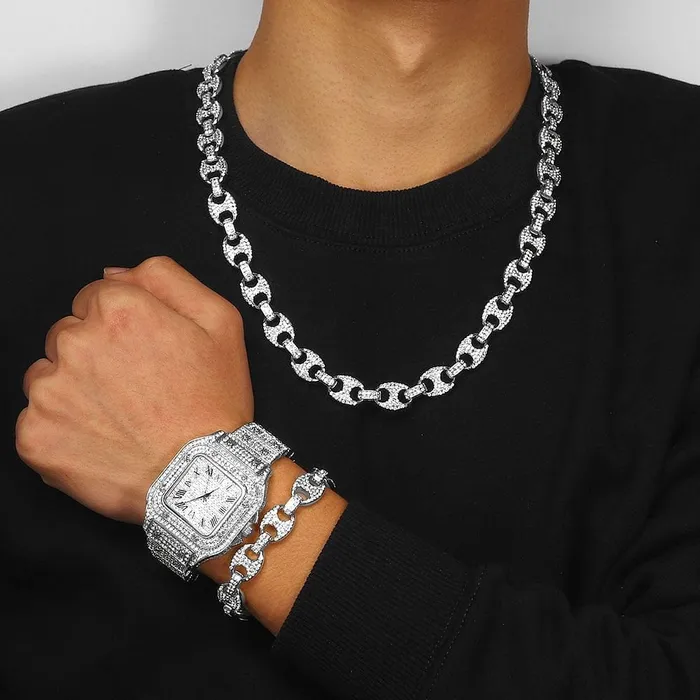 Bracelets VVS Jewelry Coffee Bean Chain and Bracelet Bundle FREE Square Roman Watch VVS Jewelry Bracelets VVS Jewelry Coffee Bean Chain and Bracelet Bundle FREE Square Roman Watch VVS Jewelry