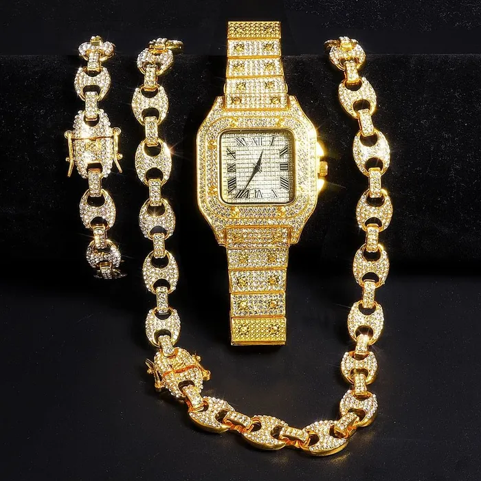 Bracelets VVS Jewelry Coffee Bean Chain and Bracelet Bundle FREE Square Roman Watch VVS Jewelry