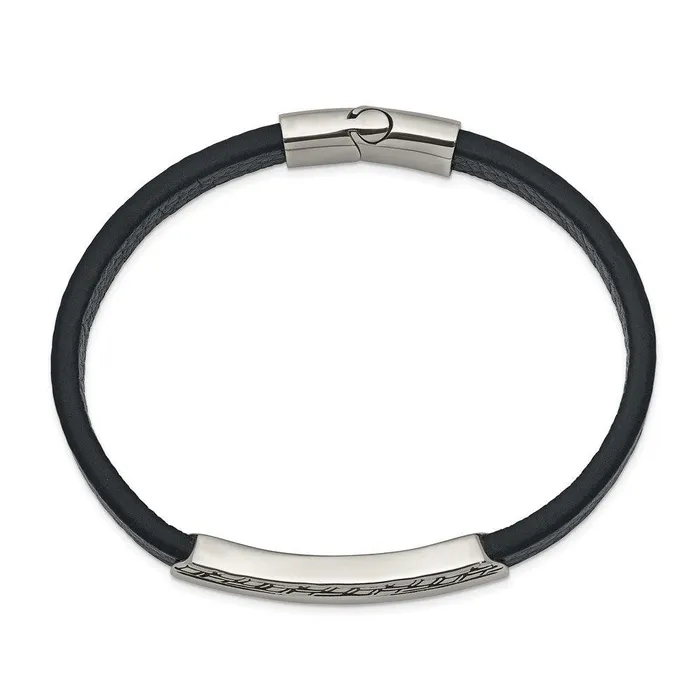 Chisel Bracelets Stainless Steel Antiqued and Polished Blue Leather 825in Bracelet Chisel Bracelets Stainless Steel Antiqued and Polished Blue Leather 825in Bracelet