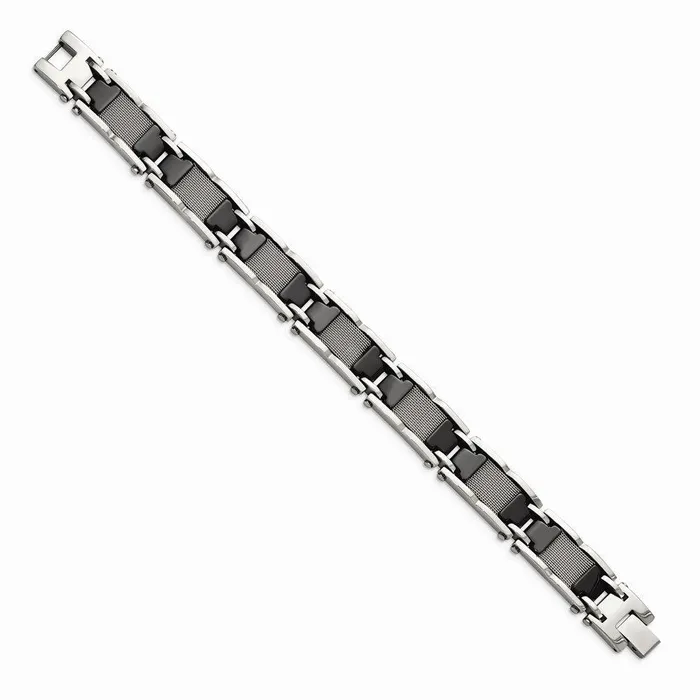 Chisel Bracelets Stainless SteelCeramic Black Polished Mesh Bracelet Chisel Bracelets Stainless SteelCeramic Black Polished Mesh Bracelet