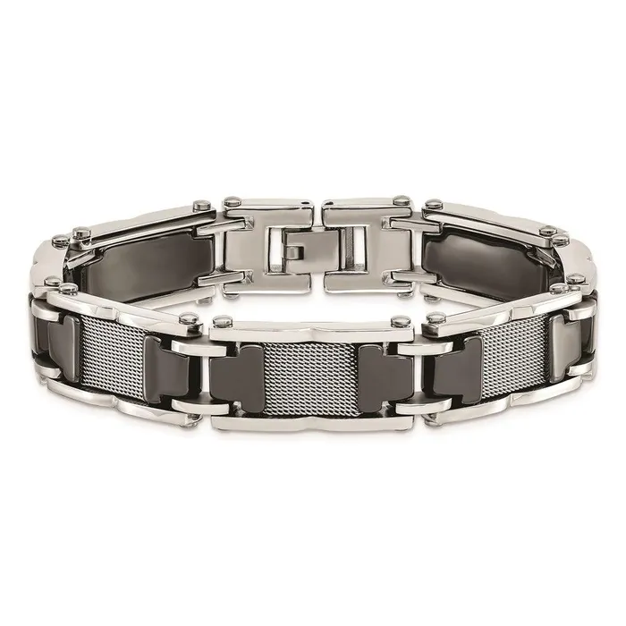 Chisel Bracelets Stainless SteelCeramic Black Polished Mesh Bracelet Chisel Bracelets Stainless SteelCeramic Black Polished Mesh Bracelet