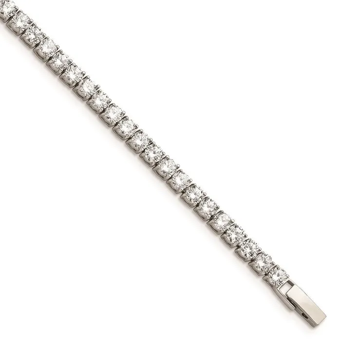 Chisel Bracelets Stainless Steel CZ 75in Bracelet