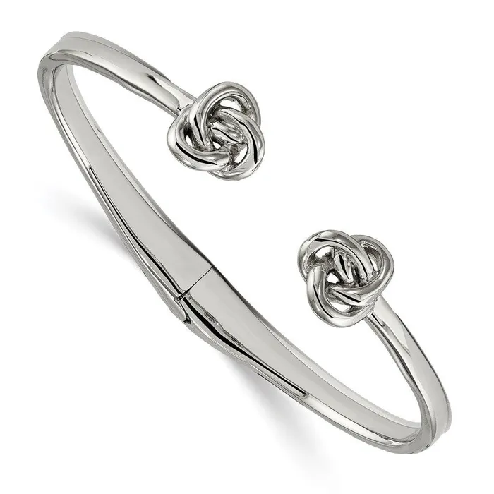 Chisel Bracelets Stainless Steel Polished Knot Hinged Cuff Bangle