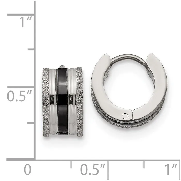 Chisel Earrings Stainless Steel Black IPPlated Laser cut Hoop Earrings Chisel Earrings Stainless Steel Black IPPlated Laser cut Hoop Earrings