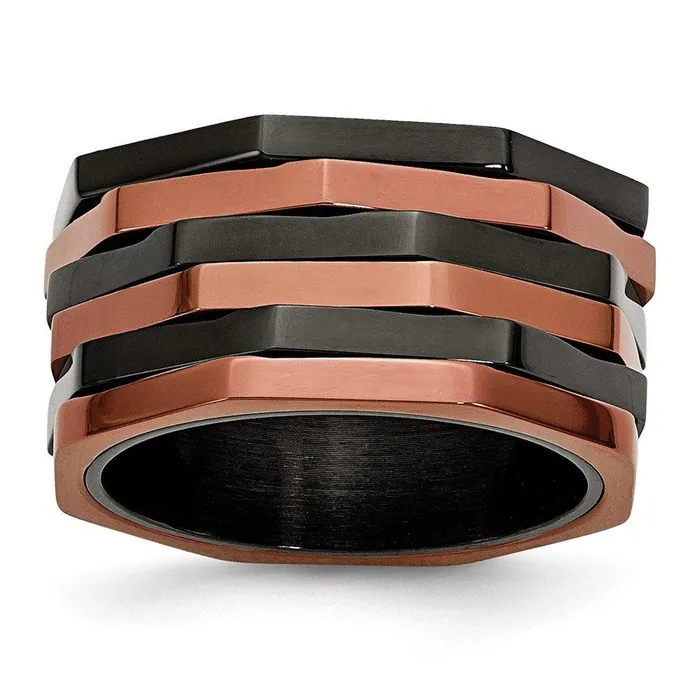 Chisel Rings Stainless Steel Black Brown IPplated Ring