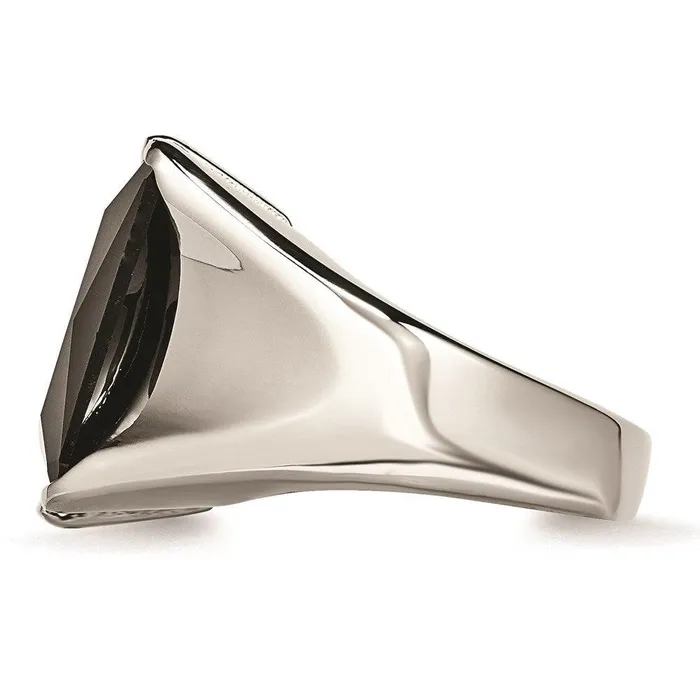 Chisel Rings Stainless Steel Black CZ Polished Ring Chisel Rings Stainless Steel Black CZ Polished Ring