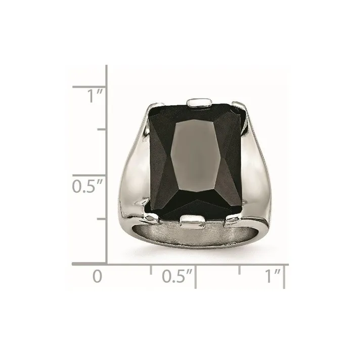 Chisel Rings Stainless Steel Black CZ Polished Ring Chisel Rings Stainless Steel Black CZ Polished Ring