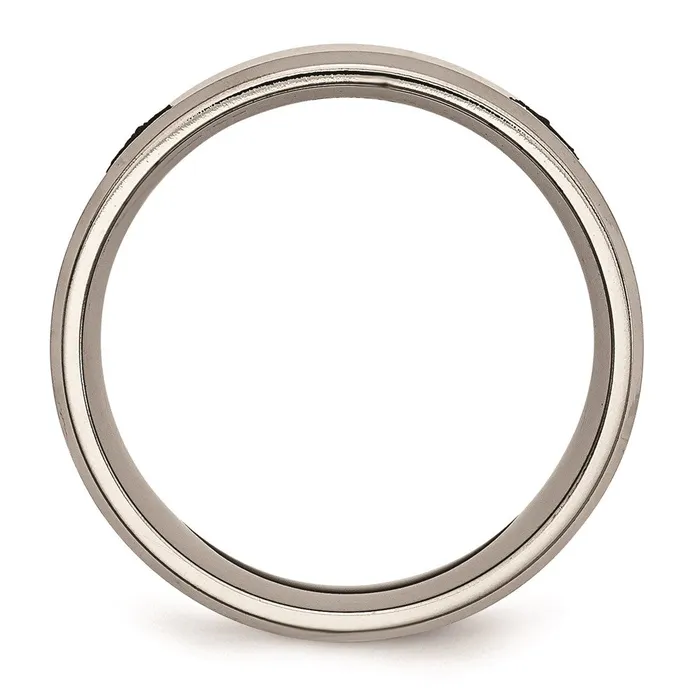 Chisel Rings Titanium Beveled Edge 8mm Laser Design Brushed Polished Band TB115M Chisel Rings Titanium Beveled Edge 8mm Laser Design Brushed Polished Band TB115M