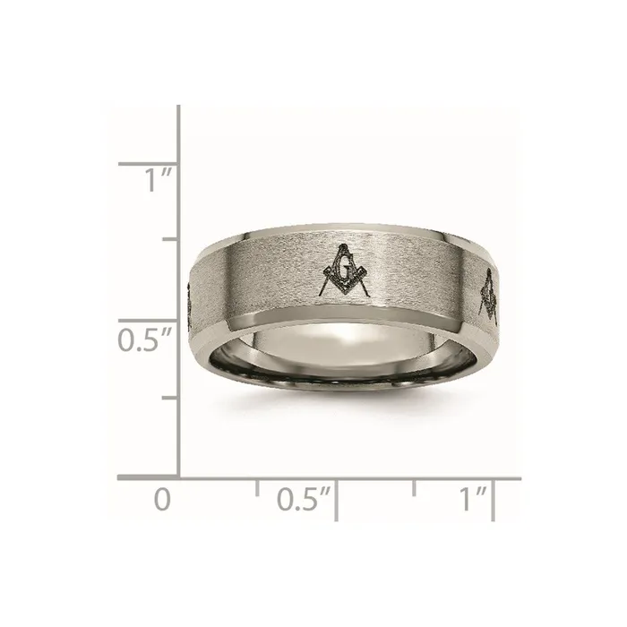 Chisel Rings Titanium Beveled Edge 8mm Laser Design Brushed Polished Band TB115M Chisel Rings Titanium Beveled Edge 8mm Laser Design Brushed Polished Band TB115M