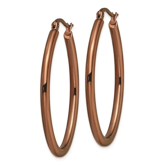 Chisel Stainless Steel Brown IP Plated 40mm Oval Hoop Earrings Earrings Chisel Stainless Steel Brown IP Plated 40mm Oval Hoop Earrings Earrings
