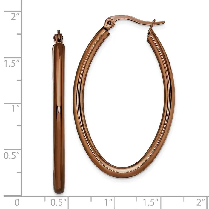 Chisel Stainless Steel Brown IP Plated 40mm Oval Hoop Earrings Earrings Chisel Stainless Steel Brown IP Plated 40mm Oval Hoop Earrings Earrings