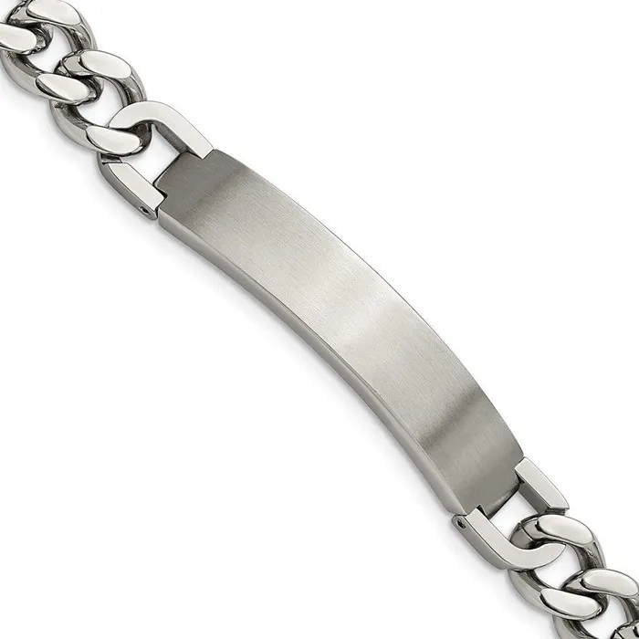 Chisel Stainless Steel Brushed and Polished w5in ext 85in ID Bracelet Bracelets Chisel Stainless Steel Brushed and Polished w5in ext 85in ID Bracelet Bracelets