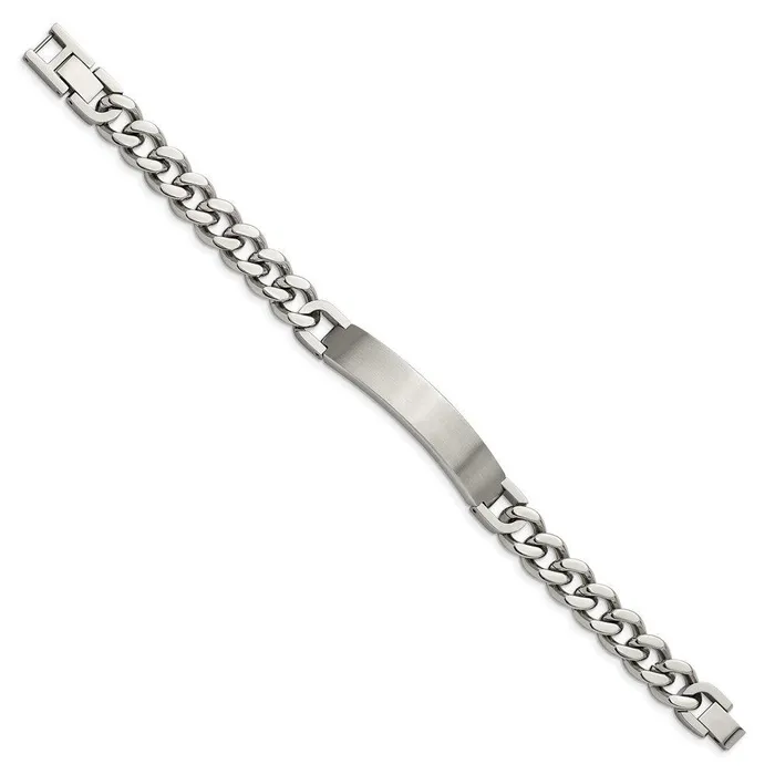 Chisel Stainless Steel Brushed and Polished w5in ext 85in ID Bracelet Bracelets Chisel Stainless Steel Brushed and Polished w5in ext 85in ID Bracelet Bracelets