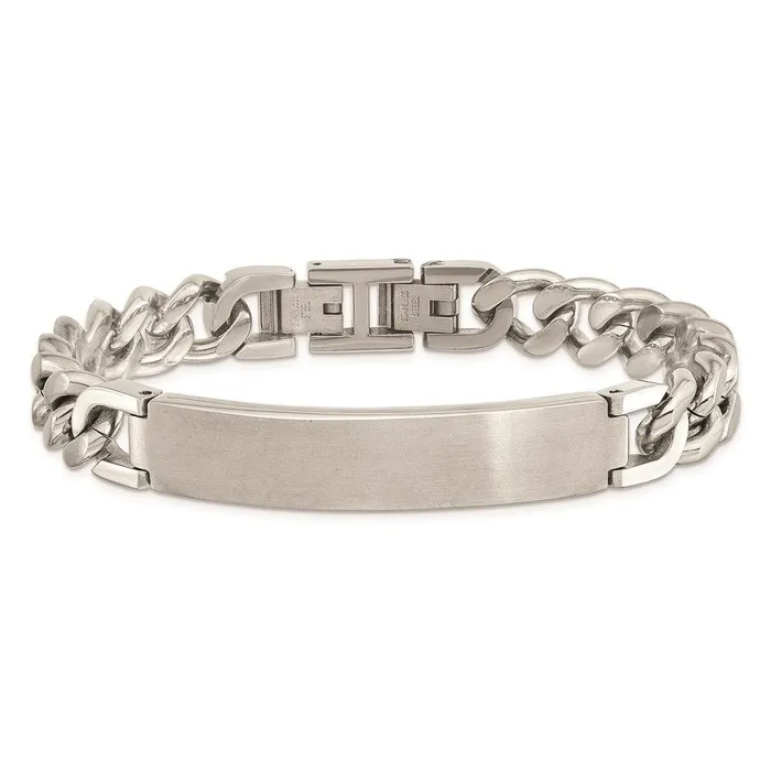 Chisel Stainless Steel Brushed and Polished w5in ext 85in ID Bracelet Bracelets Chisel Stainless Steel Brushed and Polished w5in ext 85in ID Bracelet Bracelets