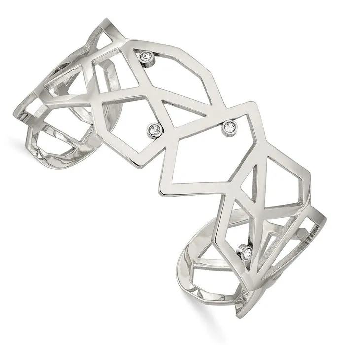 Chisel Stainless Steel Polished with Crystals from Swarovski Geometric Bangle Bracelets Chisel Stainless Steel Polished with Crystals from Swarovski Geometric Bangle Bracelets