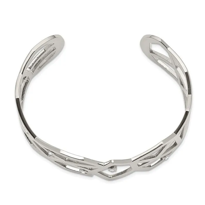 Chisel Stainless Steel Polished with Crystals from Swarovski Geometric Bangle Bracelets Chisel Stainless Steel Polished with Crystals from Swarovski Geometric Bangle Bracelets
