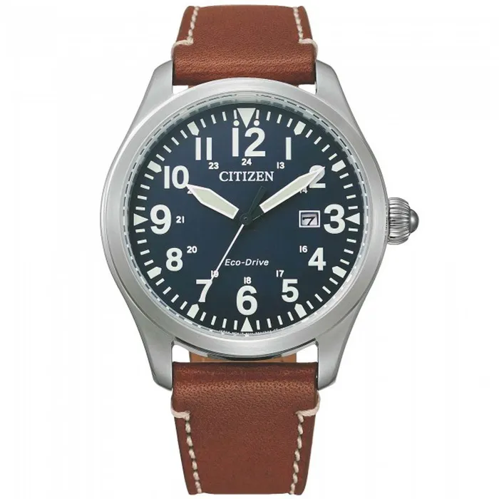 Citizen Citizen Mens Watch EcoDrive Solar Powered Blue Dial Leather Strap BM683833L Watches Citizen Citizen Mens Watch EcoDrive Solar Powered Blue Dial Leather Strap BM683833L Watches