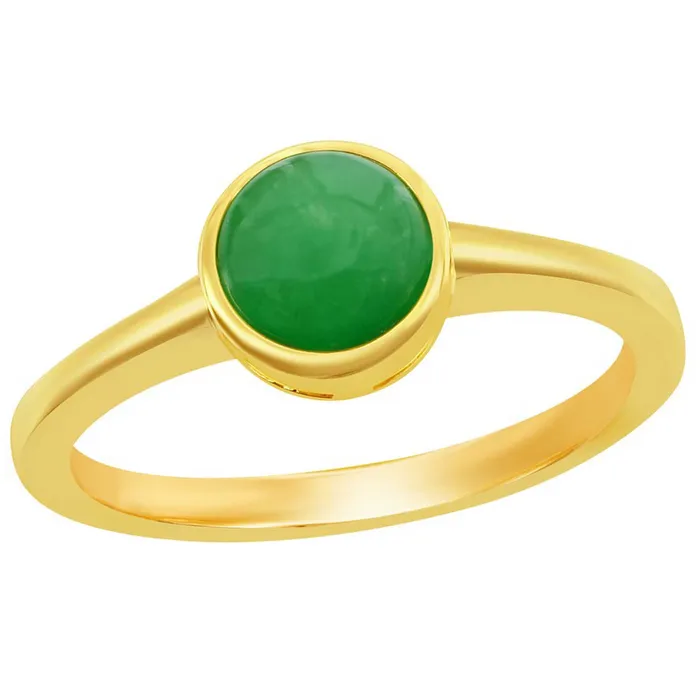 Classic Classic Womens Ring YG Plated Sterling Silver 8mm Round Jade W2858 Rings Classic Classic Womens Ring YG Plated Sterling Silver 8mm Round Jade W2858 Rings