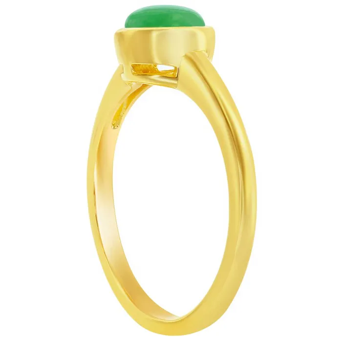 Classic Classic Womens Ring YG Plated Sterling Silver 8mm Round Jade W2858 Rings Classic Classic Womens Ring YG Plated Sterling Silver 8mm Round Jade W2858 Rings