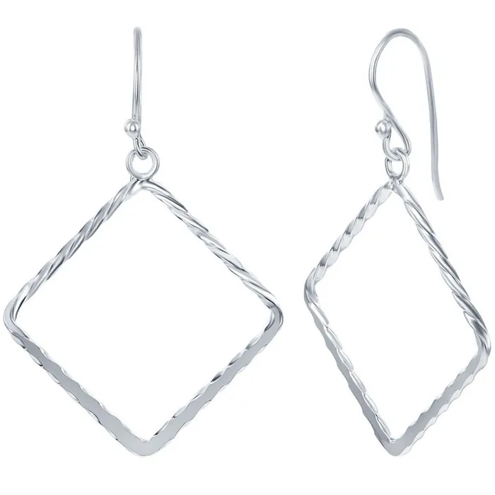 Classic Earrings Classic Womens Earrings Sterling Silver Open Square French Wire Closure A2172 Classic Earrings Classic Womens Earrings Sterling Silver Open Square French Wire Closure A2172
