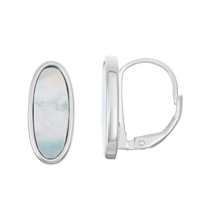 Classic Earrings Sterling Silver White Oval MOP Earrings