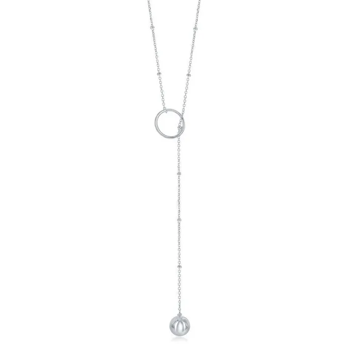Classic Necklaces Sterling Silver Circle with Bead Lariat Necklace