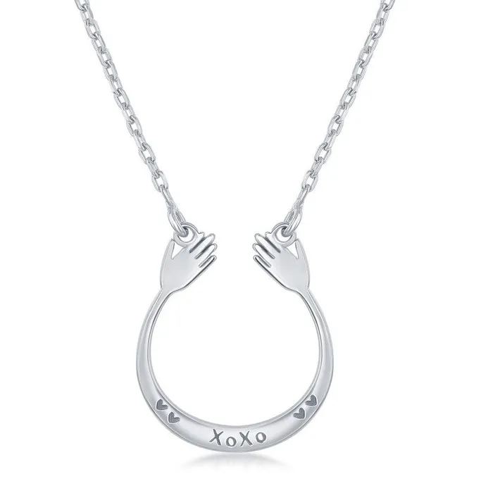 Classic Necklaces Sterling Silver XOXO U Hands Design Necklace