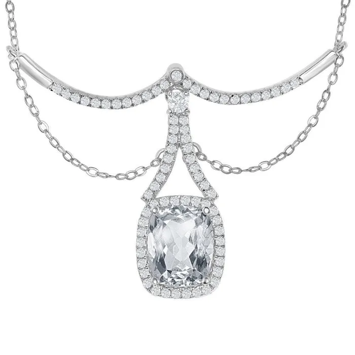 Classic Necklaces Sterling Silver Y Design Rectangle Necklace