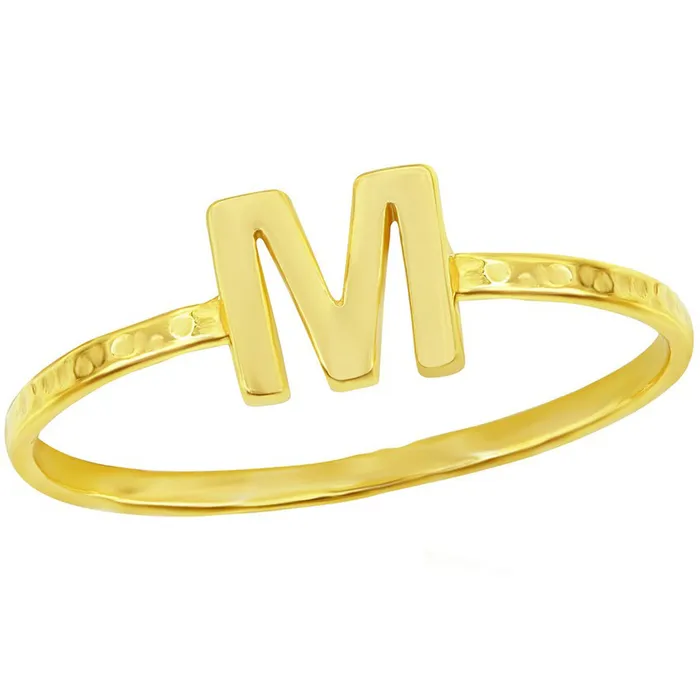 Classic Rings Classic Unisex Gold Tone M Initial Hammered Ring W2828
