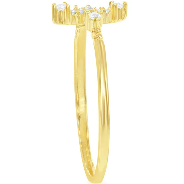 Classic Rings Classic Womens Silver Gold Tone CZ Cross Ring W1410