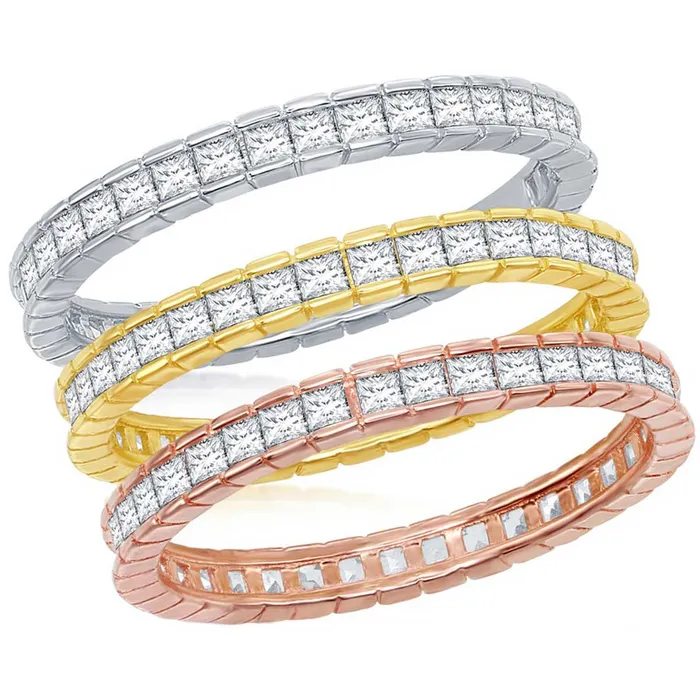Classic Rings Classic Womens TriColor ChannelSet CZ Ring W2427