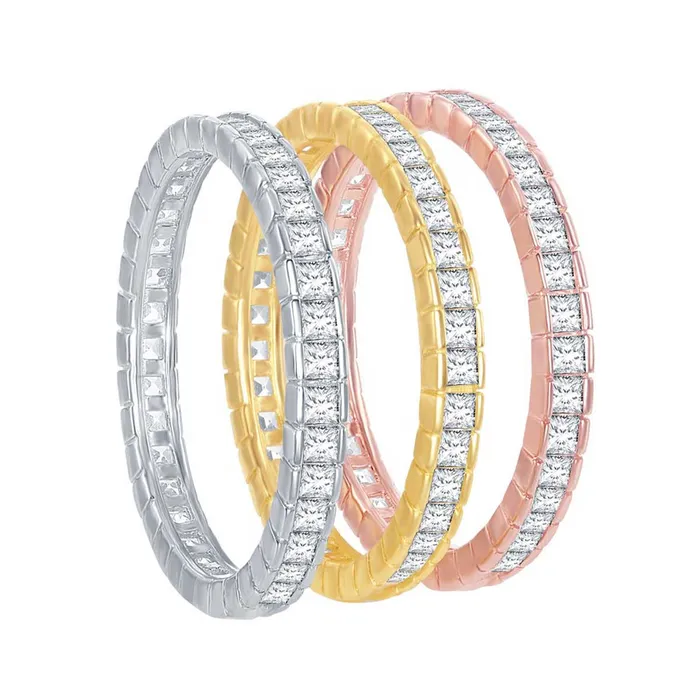 Classic Rings Classic Womens TriColor ChannelSet CZ Ring W2427