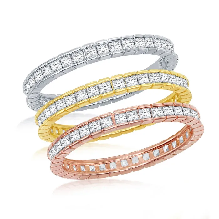 Classic Rings Classic Womens TriColor ChannelSet CZ Ring W2427