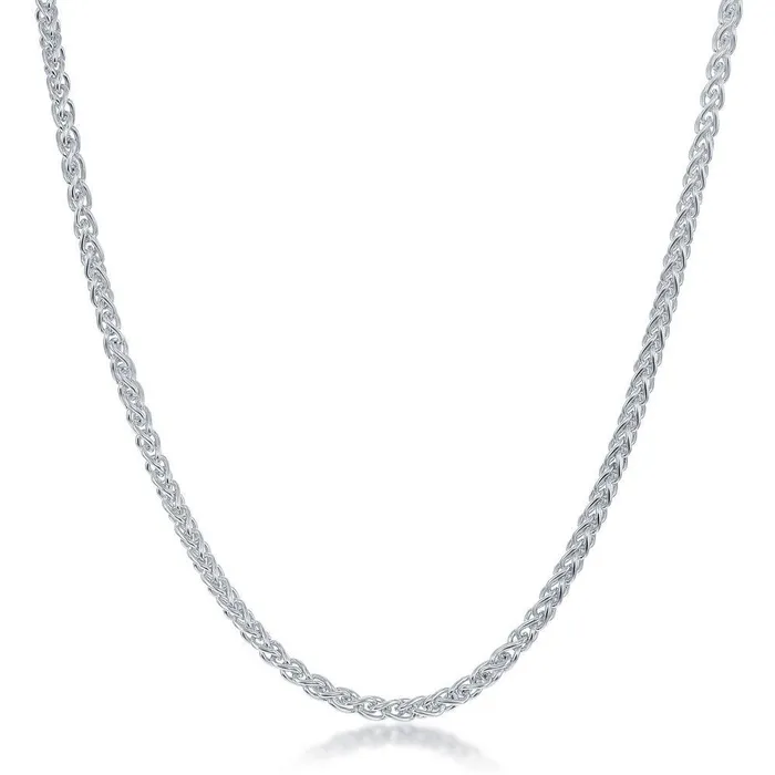 Classic Rings Sterling Silver Spiga Chain Rhodium Plated