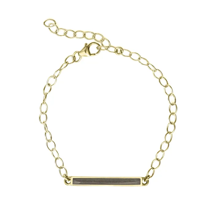 closebymejewelry Bracelets Thin Lateral Bar Chain Cremation Bracelet in 14K Yellow Gold