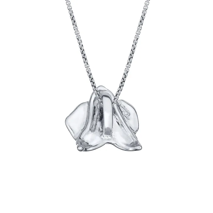 closebymejewelry HandCarved Orchid Cremation Necklace in 14K White Gold Necklaces