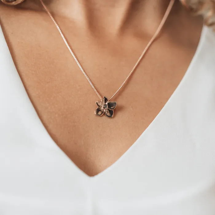 closebymejewelry Necklaces Hydrangea Cremation Necklace in 14K Rose Gold