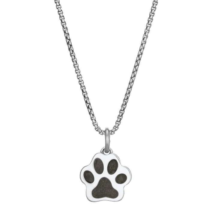 closebymejewelry Necklaces Small Paw Print Cremation Necklace in 14K White Gold closebymejewelry Necklaces Small Paw Print Cremation Necklace in 14K White Gold