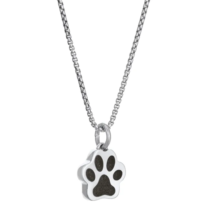 closebymejewelry Necklaces Small Paw Print Cremation Necklace in 14K White Gold